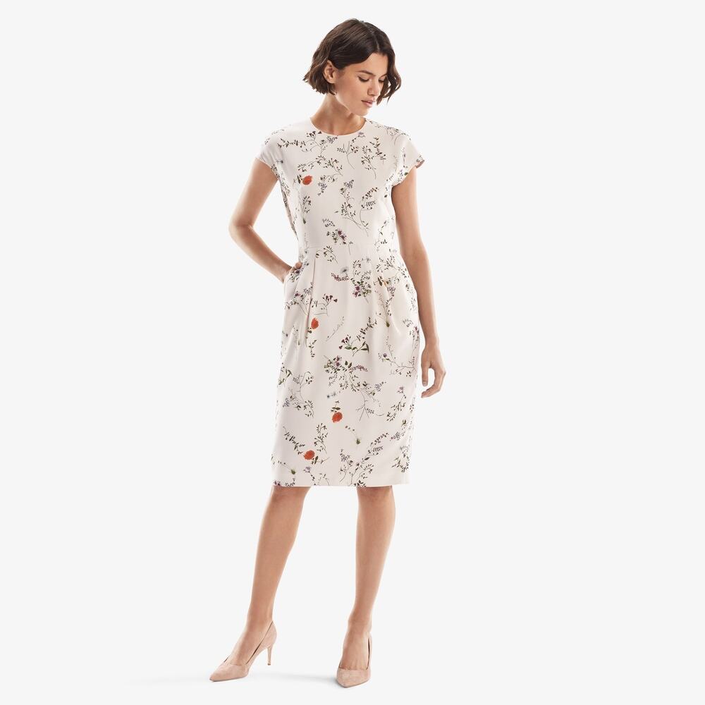 Floral Print Midi Dress - Cream